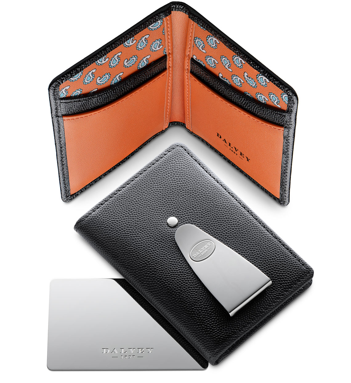 Continental Wallet Black/Orange Paisley - Dalvey