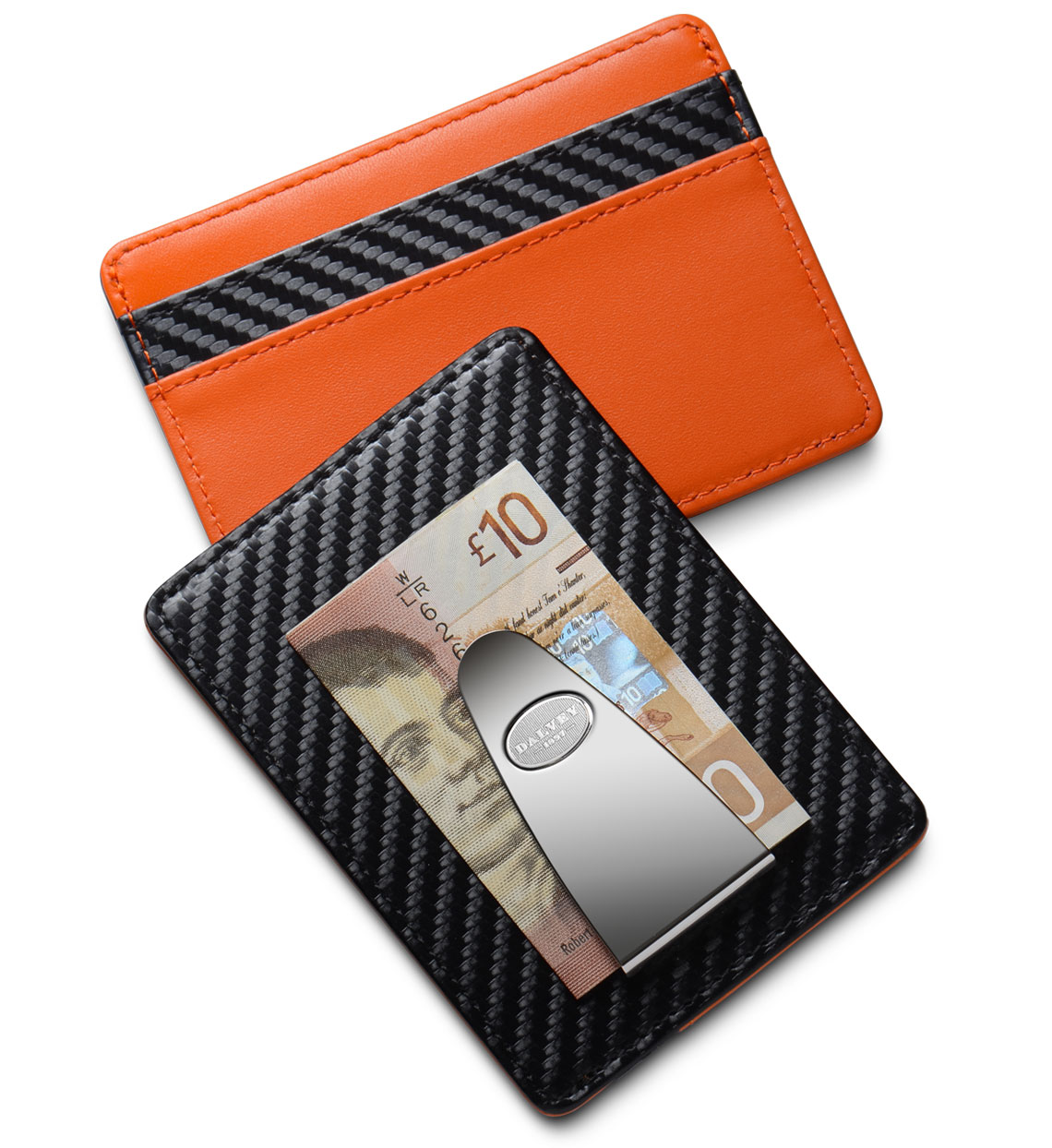 Dress Credit Card Case And Money Clip Carbon/orange - Dalvey