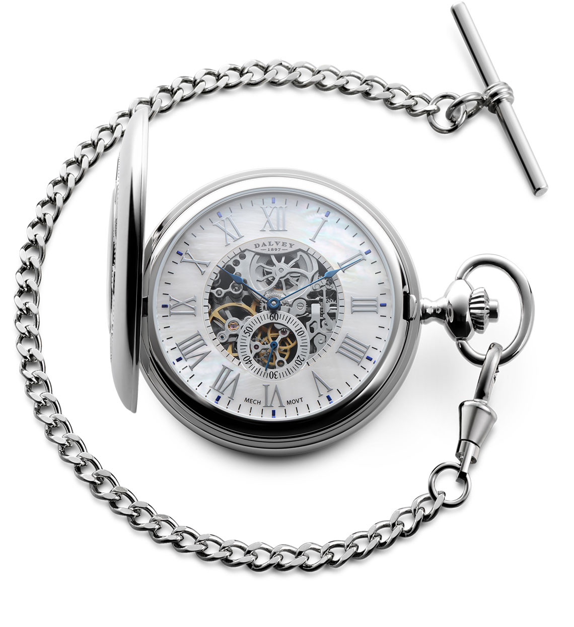 Half Hunter Skeletal Pocket Watch White Dalvey