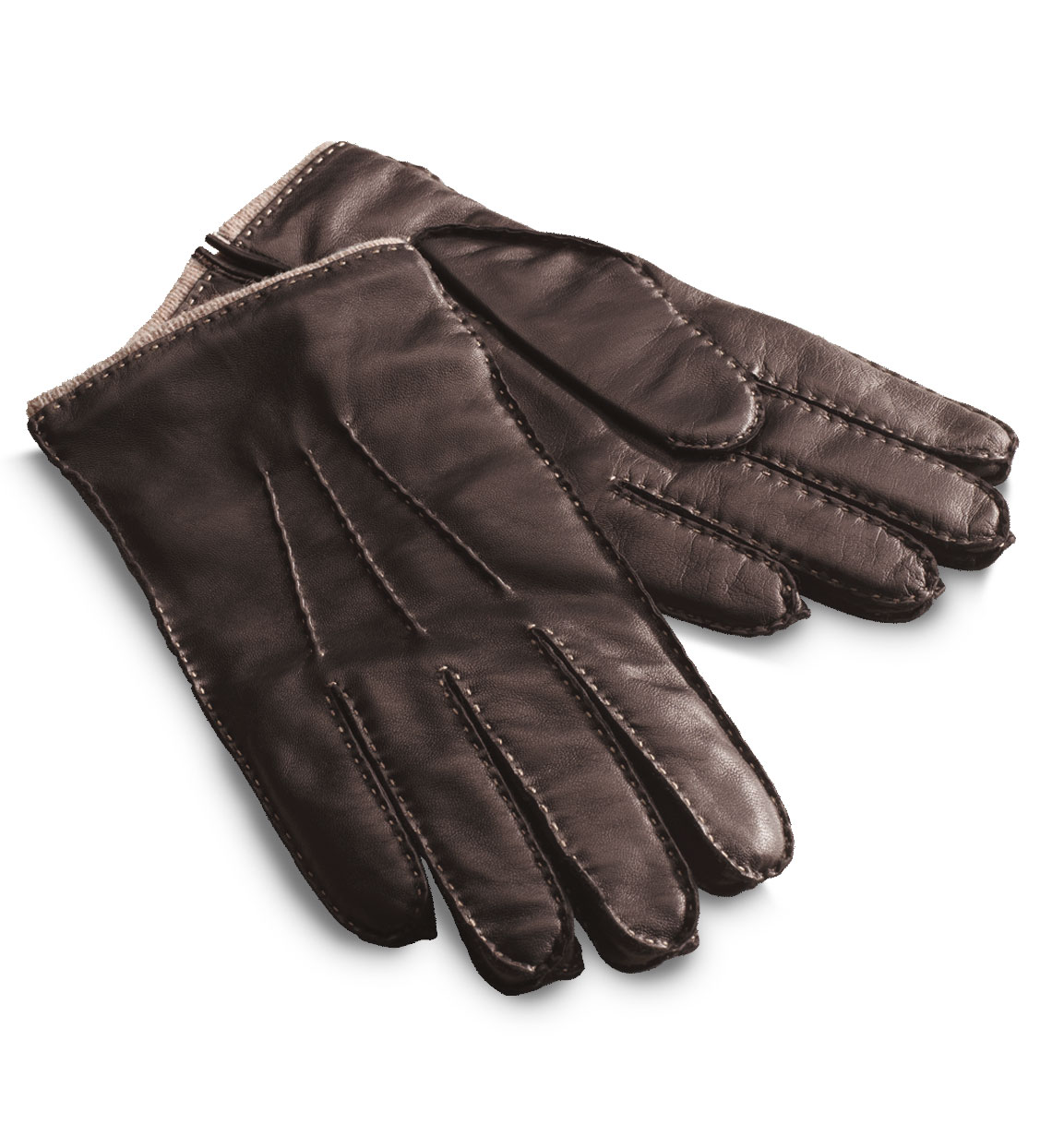 Men's Gloves: Lincoln, Cashmere Lined Brown Nappa Leather Men's Gloves: Lincoln, Cashmere Lined Brown Nappa Leather