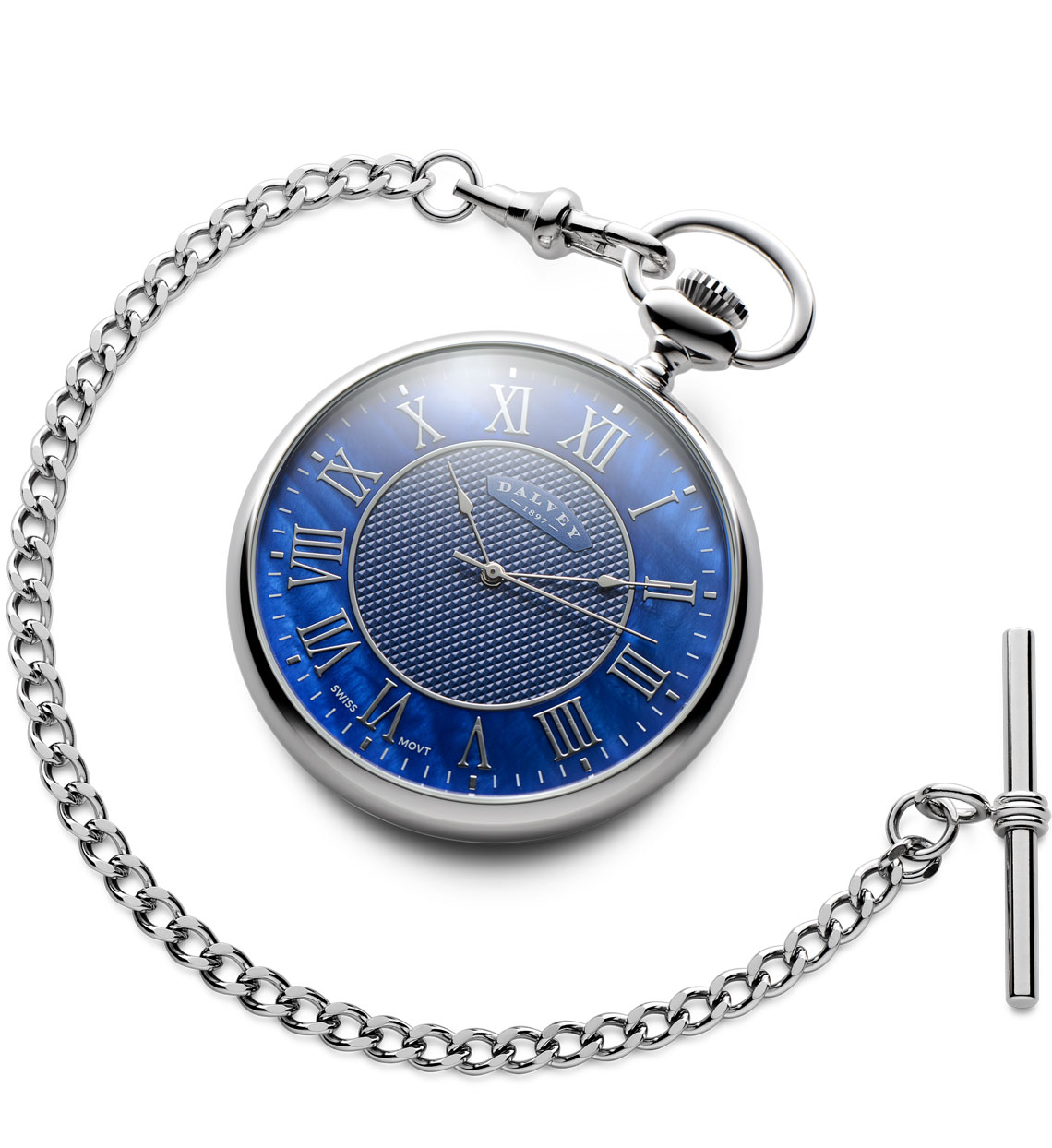 Open Face Pocket Watch Blue Dalvey