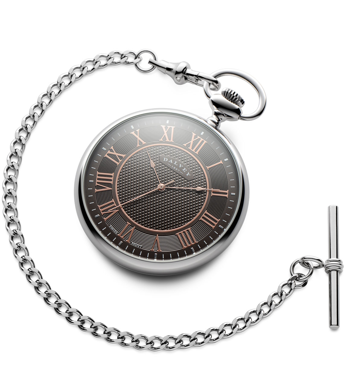 Open Face Pocket Watch Grey/rose Gold Dalvey1