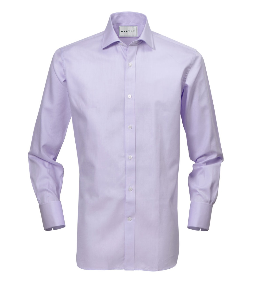 Shirt Double Cuff Solid Lilac Micro Herringbone Dalvey
