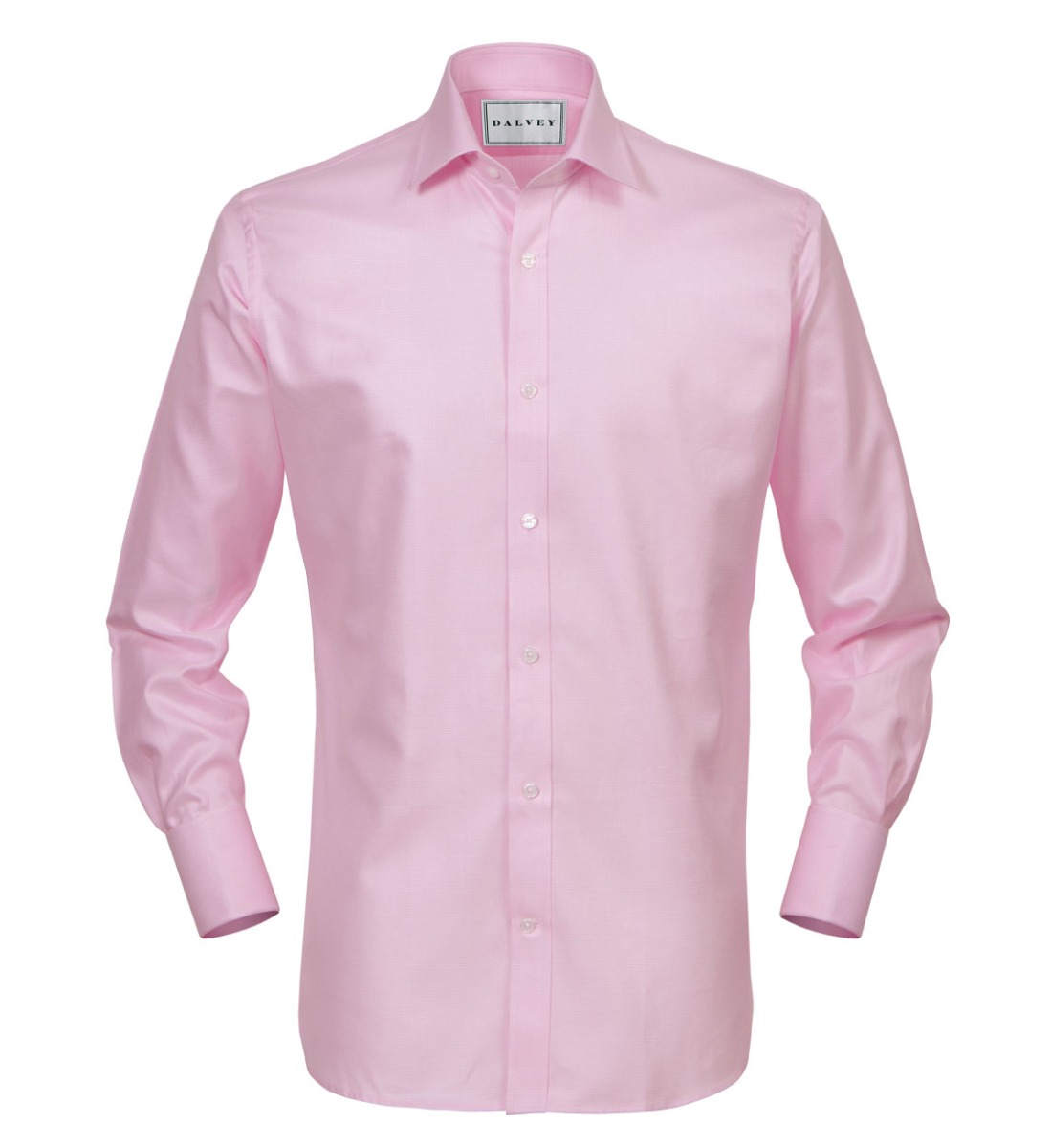 Shirt Double Cuff Solid Pink Houndstooth Dalvey