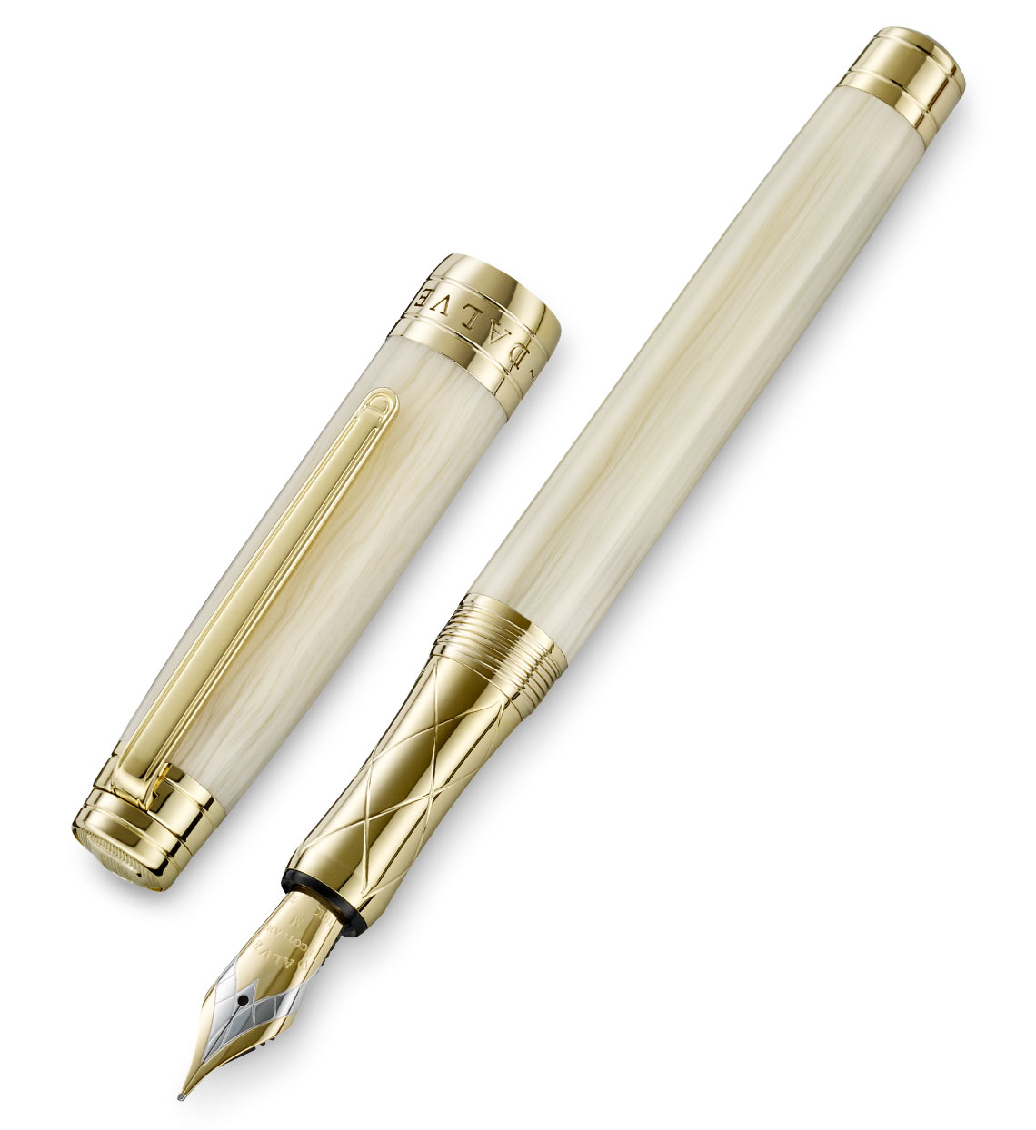 optocht Zoeken Riet Signature Fountain Pen Ivory 18k Gold - Dalvey