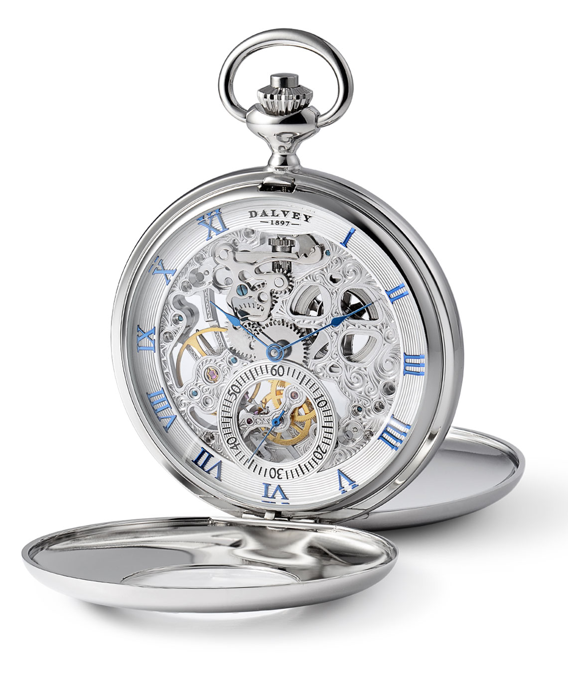 Skeletal Pocket Watch Stand Set White/blue Dalvey