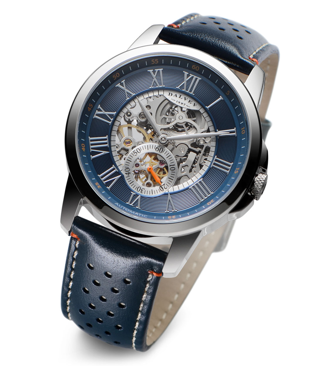 Mens Wrist Watch: Skeletal Sapphirus Navy